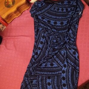 Ellen Tracy Blue and Black Print  Dress
